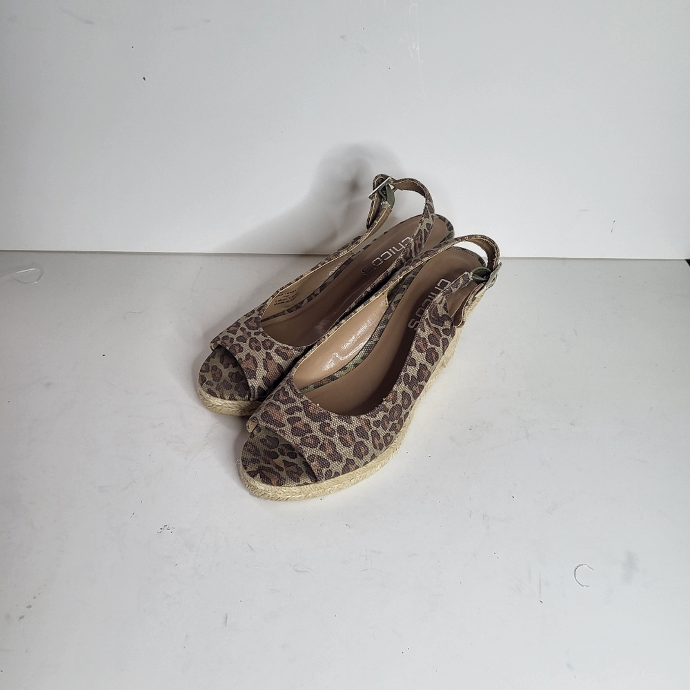 Chico's Brown Leopard Espadrille Wedges